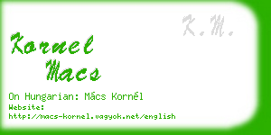 kornel macs business card