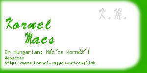 kornel macs business card